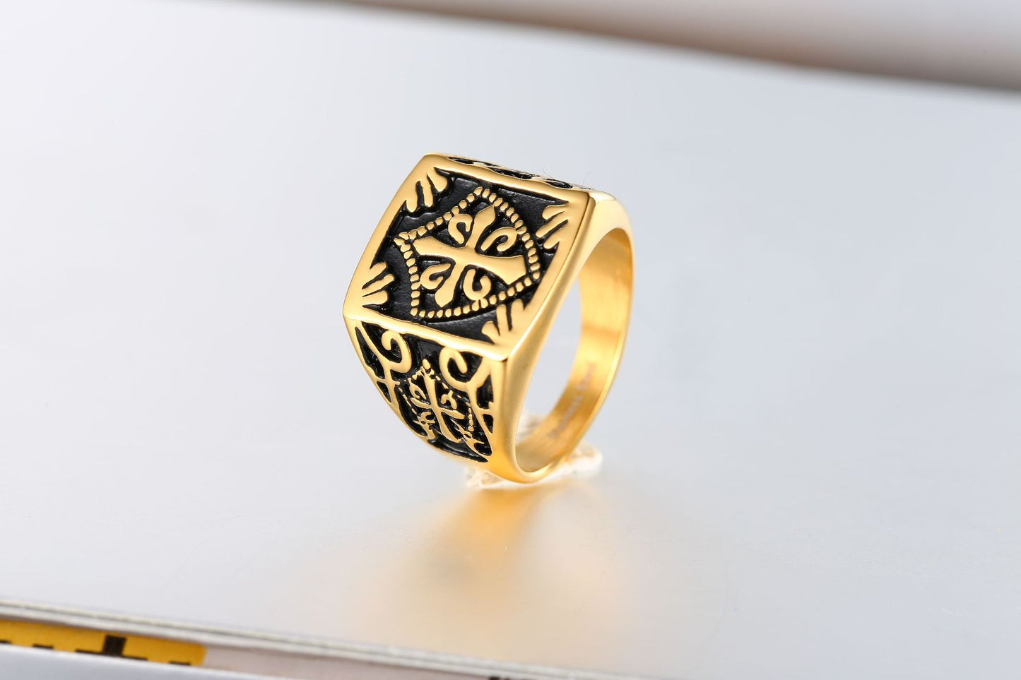 Unisex Gold Sand Gold Handmade Individually Wrapped Geometric Open Vintage Personality Print Ring