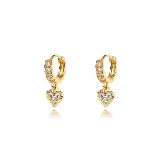 Brass 18k gold heart earrings