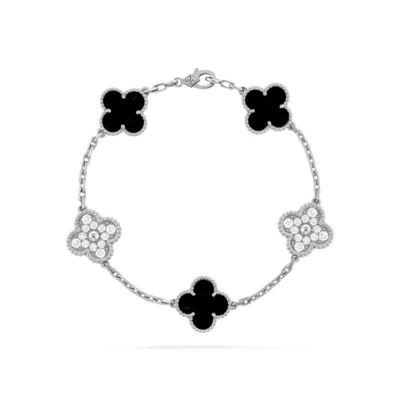 Women's Four-Leaf Clover Bracelet – Titanium Steel, 18K Gold-Plated Light Luxury Design