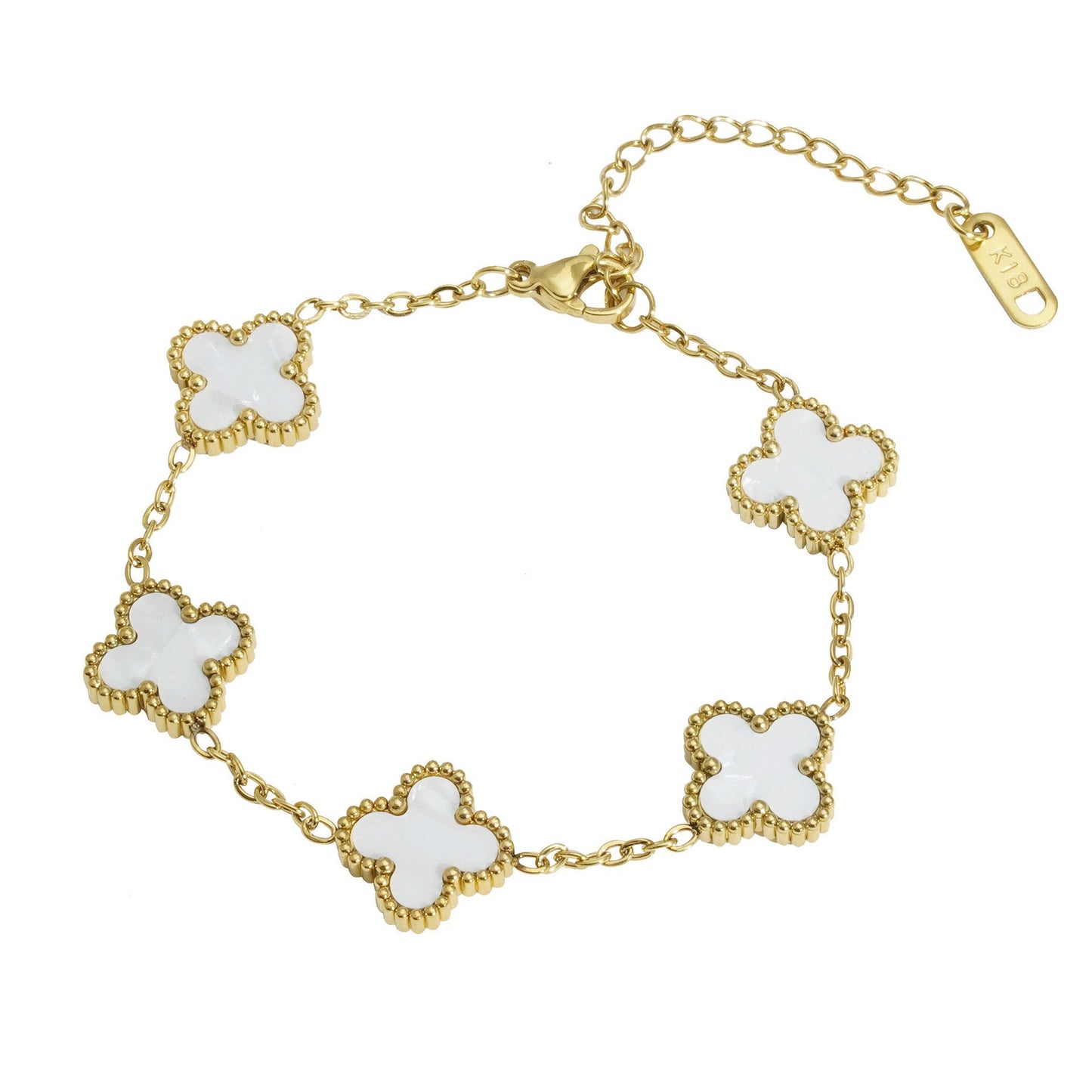 Women's Four-Leaf Clover Bracelet – Titanium Steel, 18K Gold-Plated Light Luxury Design