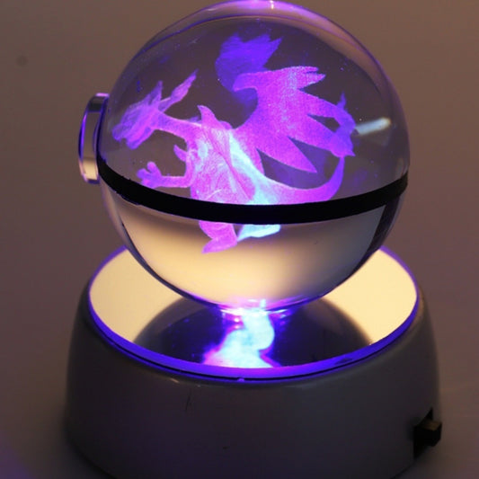 3D Pokémon Crystal Ball Night Light – Pikachu, Gengar, Mew & Mewtwo with LED Lamp Base, Perfect Birthday Gift