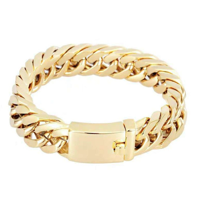 Stylish Men's Double Buckle Bracelet – 18K Gold-Plated Electroplated Alloy