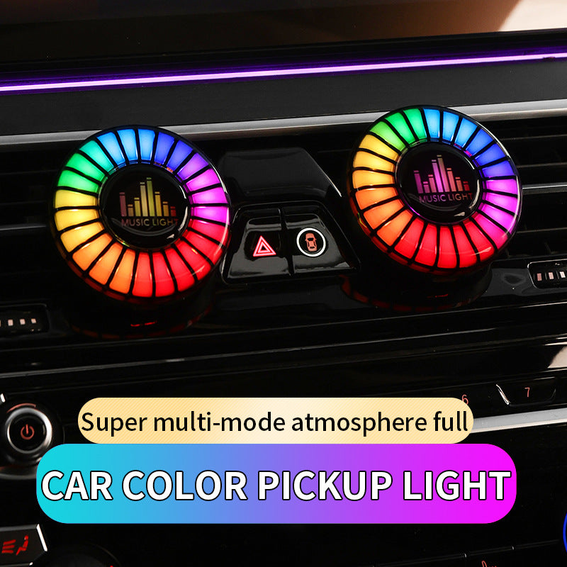 Car Aromatherapy Air Outlet Light – Sound-Activated Rhythm Light & Voice-Controlled Car Perfume Diffuser