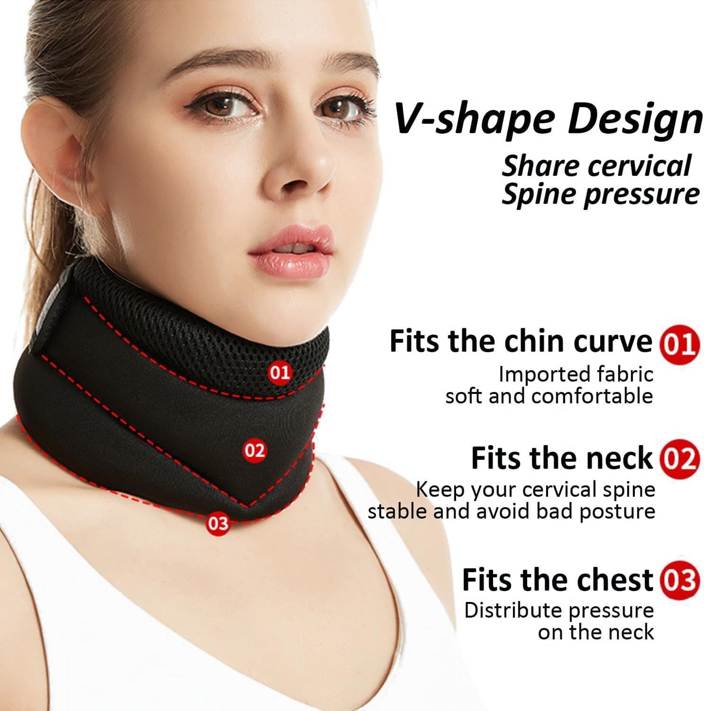 Three layer sponge neck support, breathable, high elasticity, anti bowing, forward leaning, cervical neck decompression, office neck cover