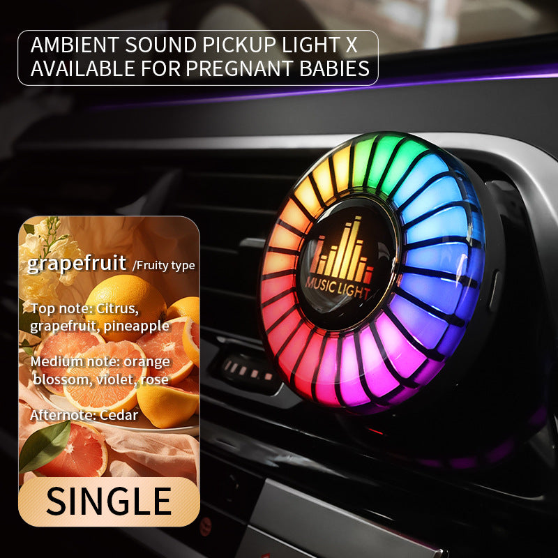 Car Aromatherapy Air Outlet Light – Sound-Activated Rhythm Light & Voice-Controlled Car Perfume Diffuser