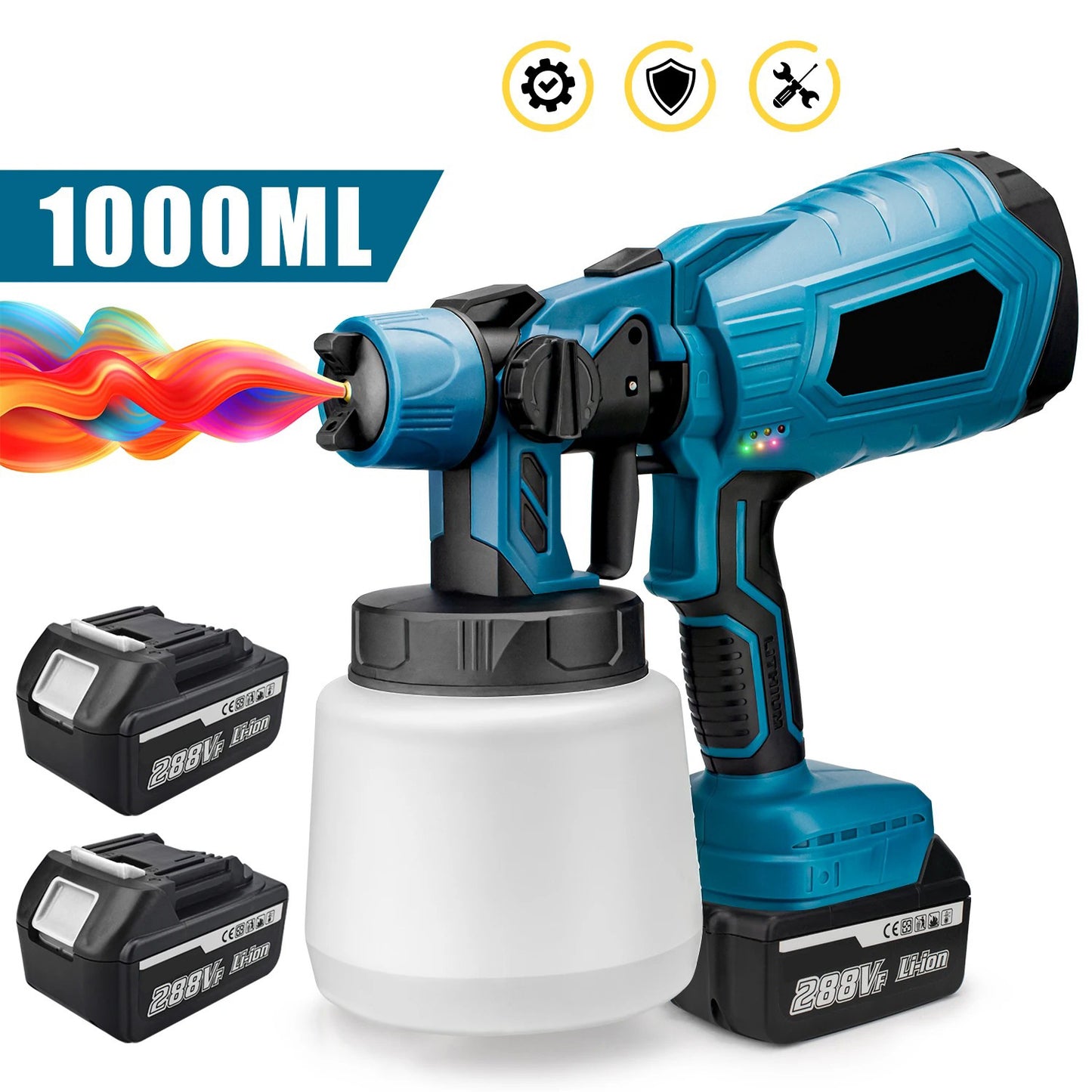 1000ML Cordless Electric Spray Gun – High-Power HVLP Paint Sprayer for Auto, Furniture & Steel Coating (For Makita 21V Battery)