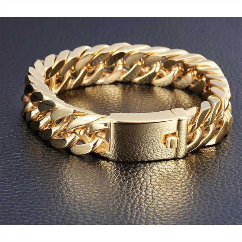 Stylish Men's Double Buckle Bracelet – 18K Gold-Plated Electroplated Alloy