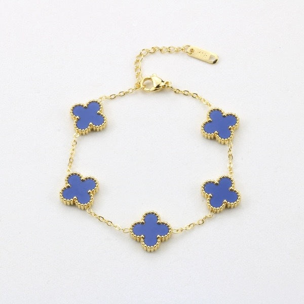 Women's Four-Leaf Clover Bracelet – Titanium Steel, 18K Gold-Plated Light Luxury Design