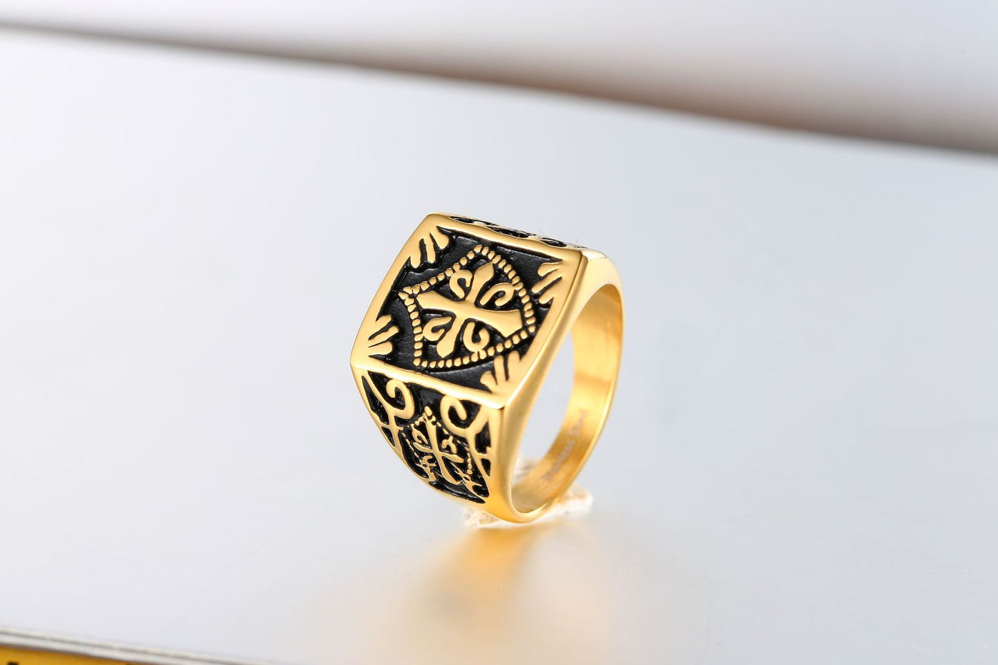 Unisex Gold Sand Gold Handmade Individually Wrapped Geometric Open Vintage Personality Print Ring