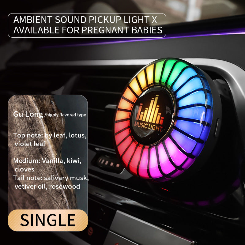 Car Aromatherapy Air Outlet Light – Sound-Activated Rhythm Light & Voice-Controlled Car Perfume Diffuser