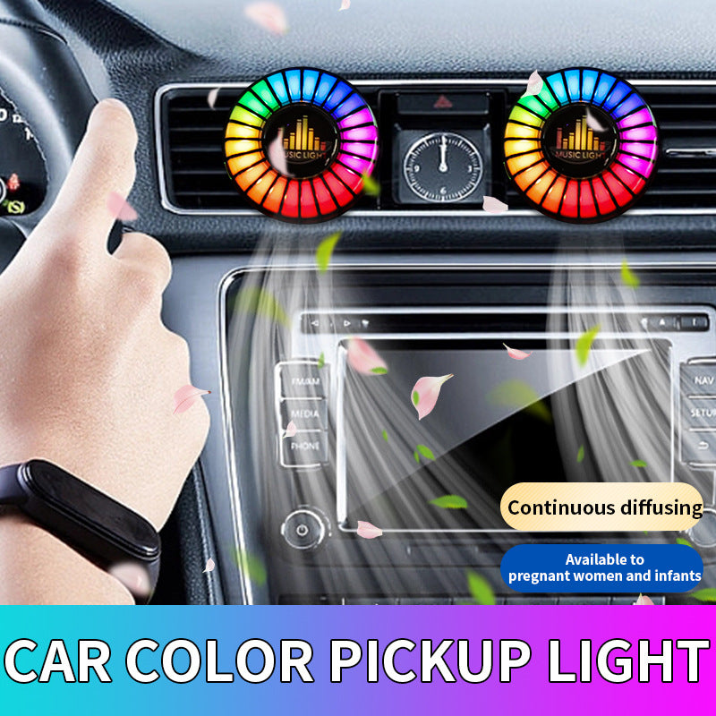 Car Aromatherapy Air Outlet Light – Sound-Activated Rhythm Light & Voice-Controlled Car Perfume Diffuser