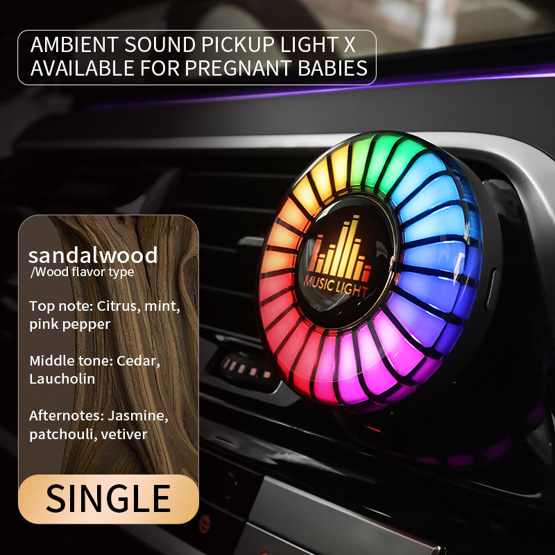 Car Aromatherapy Air Outlet Light – Sound-Activated Rhythm Light & Voice-Controlled Car Perfume Diffuser