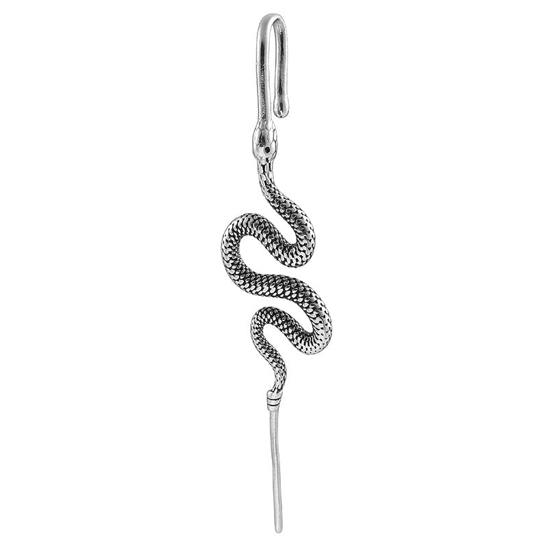 Punk Exaggerated Stainless Steel Tiger Snake Ear Clip – Diagonal Hanging, Non-Piercing Ear Needle Design