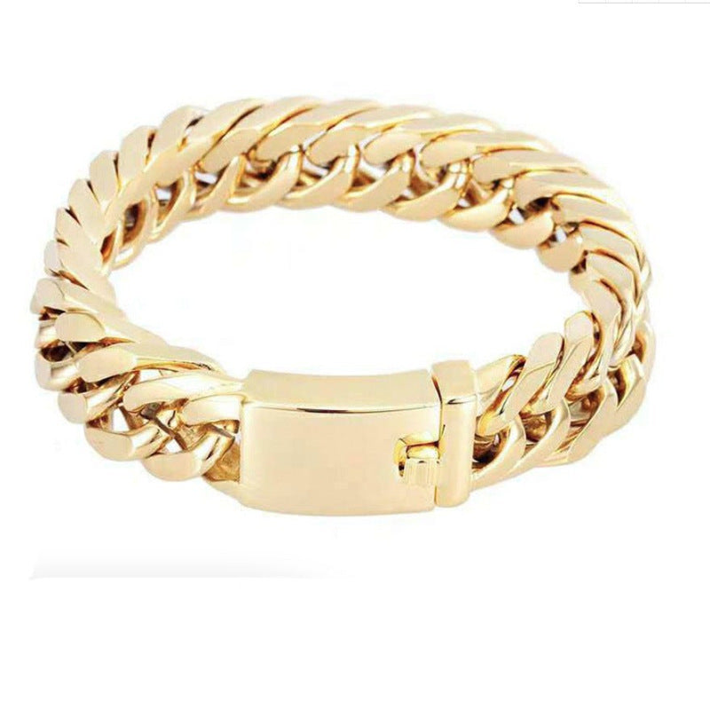 Stylish Men's Double Buckle Bracelet – 18K Gold-Plated Electroplated Alloy